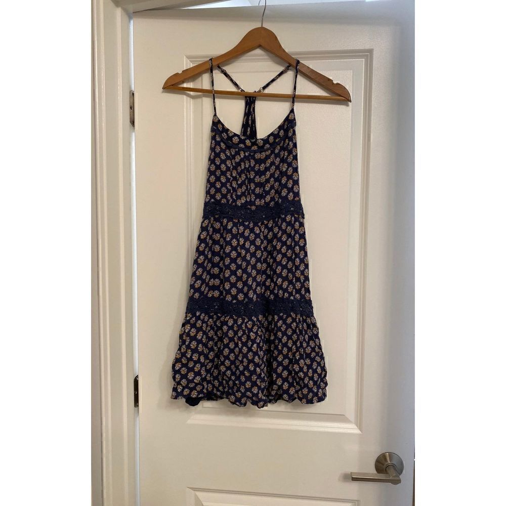 Hollister Blue Boho Vacation Resort Wear Printed Mini Dress Cover-up